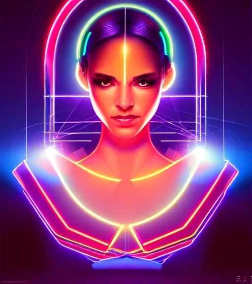 Image similar to symmetry!! latin princess of technology, solid cube of light, hard edges, product render retro - futuristic poster scifi, lasers and neon circuits, beautiful woman latin princess, intricate, elegant, highly detailed, digital painting, artstation, concept art, smooth, sharp focus, illustration, dreamlike, art by artgerm