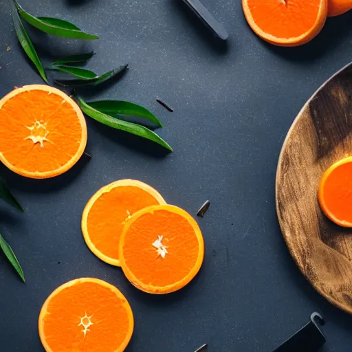 Image similar to a plate of sliced oranges, orange slices, 4 k photography