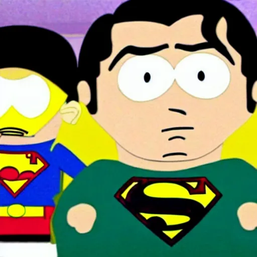 Prompt: superman in southpark. movie still.