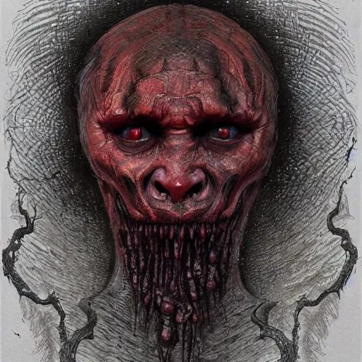 Image similar to rotten worm with face of vladimir putin face made of worms demonic horror, dark fantasy, intricate, highly detailed, smooth, artstation, painted by wayne barlowe, greg rutkowski, zdislav beksinski, francis bacon