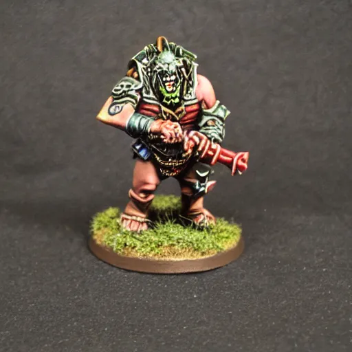 Image similar to chaos dwarf smith from warhammer fantasy : : head and torso oil painting