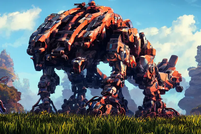 Image similar to shellsnapper machine mecha animal beast robot of horizon forbidden west horizon zero dawn bioluminiscence global illumination ray tracing hdr fanart arstation by sung choi and eric pfeiffer and gabriel garza and casper konefal