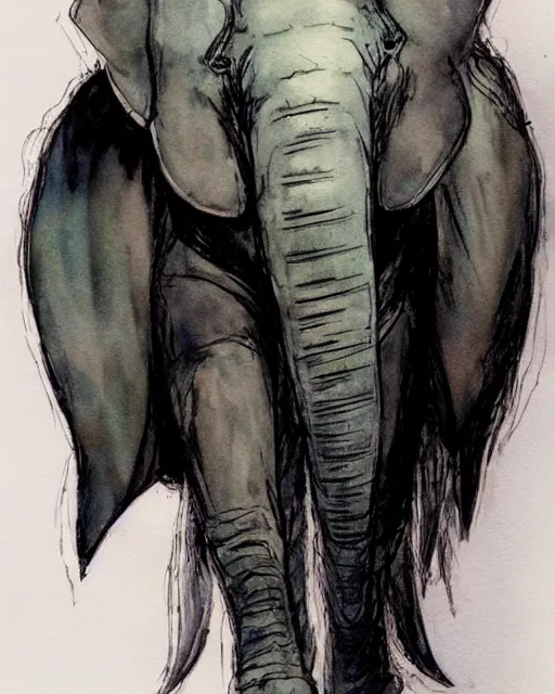 Image similar to Loxodon Druid, drawn by Yoji Shinkawa, water color, Dungeons and Dragons, Wizards of the Coast