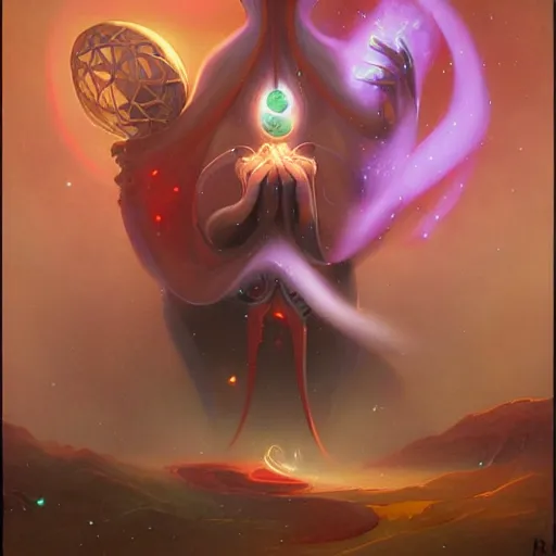 Prompt: the cosmic garlic starts to rot by peter mohrbacher