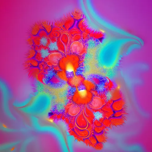 Prompt: a beautiful flower blooming in fractals, liquified, glitch art, decayed, 3 d object, digital art, abstract illusionism, trending on behance, by alberto seveso, by david mcleod, octane render, unreal engine