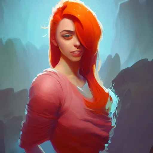 Image similar to portrait of beautiful woman with flaming orange hair, maya ali mage, gloomhaven, dynamic lighting, gaudy colors, octane render aesthetic, matte painting concept art, official fanart behance hd artstation by jesper ejsing, by rhads and makoto shinkai and lois van baarle and ilya kuvshinov and rossdraws