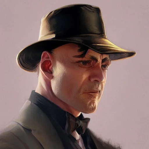 Image similar to mob boss, painted character portrait, highly detailed, digital painting, artstation, concept art, sharp focus, illustration, art by artgerm and greg rutkowski and alphonse mucha