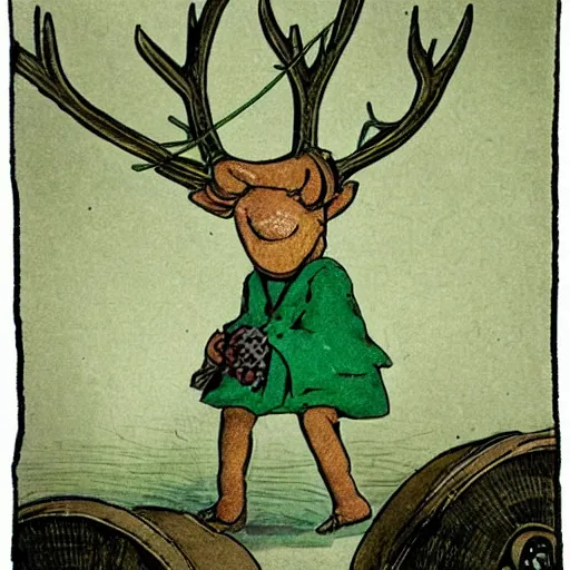 Prompt: can't you remember how her antlers were a hanger of sorts for all your linen, all your shorts and socks, the inefficiency of using nature's tools for nothing more than managerial minutiae, don't you wish you put those wheels to use, my dea, those green green wheels and stunted rims. don't axle me don't don't don't even think about it, because if you do i'lll have tocall deval patrick and remove you from the race. Trending on artstation !n 6