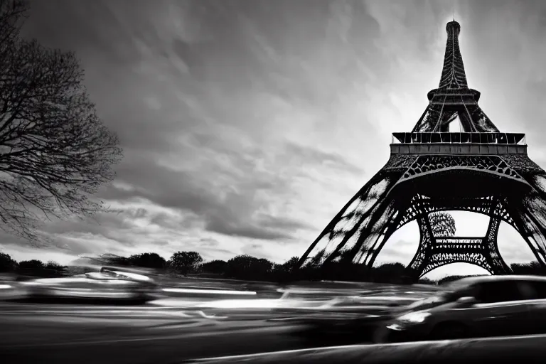 Prompt: the eiffel tower with as a car, cinematic photograph, car commercial photograph, amazing lighting, stunning,