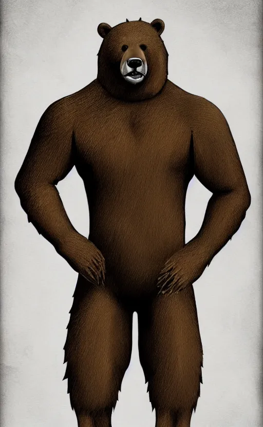Image similar to portrait of full body bear beast-man wearing a soccer suit, digital art, concept art, highly detailed, sharp focus