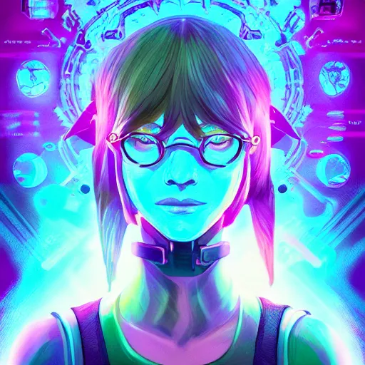 Image similar to skill magic geek inside matrix deepdream radiating a glowing aura stuff loot legends stylized digital illustration video game icon artstation lois van baarle, ilya kuvshinov, rossdraws,