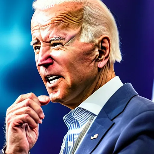 Prompt: Joe Biden with laser eyes, cyborg