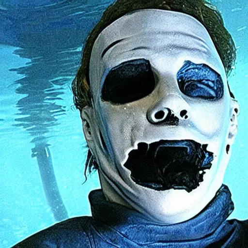 Prompt: michael myers under water