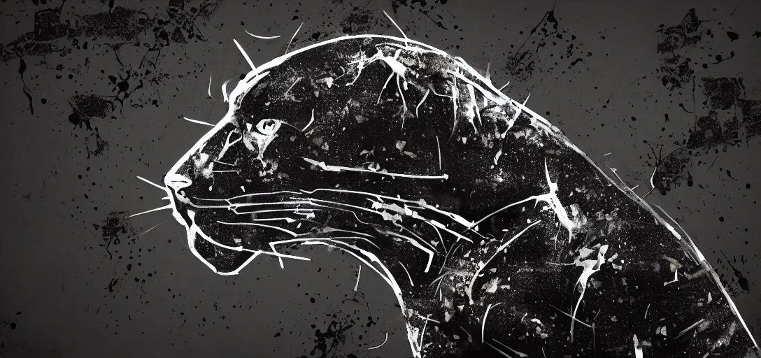 Image similar to a panther, made of tar, in a suburban backyard, sticky, full of tar, covered with tar, dripping tar, dripping tar, splattered tar, sticky tar. concept art, reflections, black goo, animal drawing, desktop background