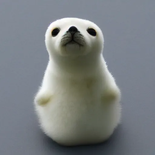 Prompt: a baby harp seal chess piece