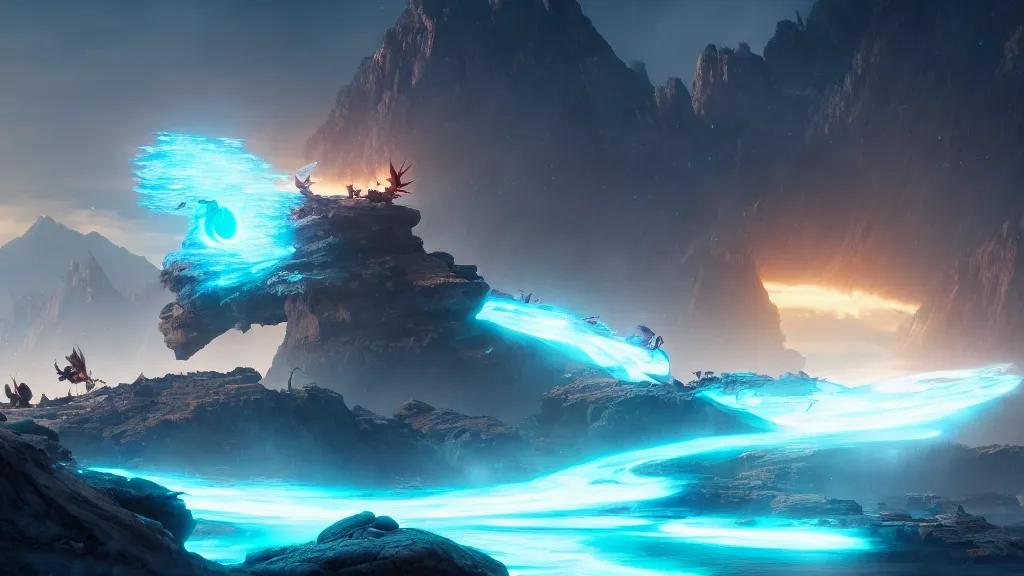 Image similar to avatar the last airbender creating a tsunami ,Wadim Kashin, behance, 8k featured in artstation, octane render, cinematic, elegant