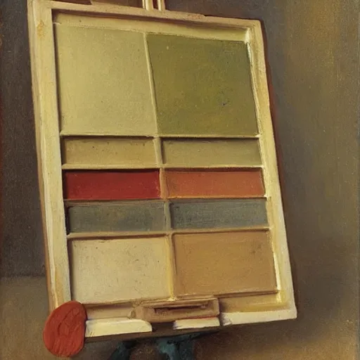 Prompt: old master oil painter paint palette