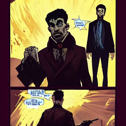 Image similar to preacher comic in the style of dishonored 2