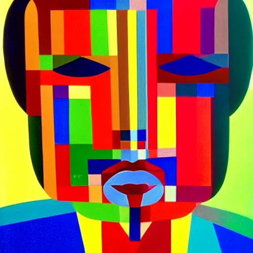 Prompt: a portrait a very ordinary person, by Yaacov Agam, vibrant, colorful, abstract, angular, anatomically correct, beautiful perfect face, sharp focus, Highly Detailed