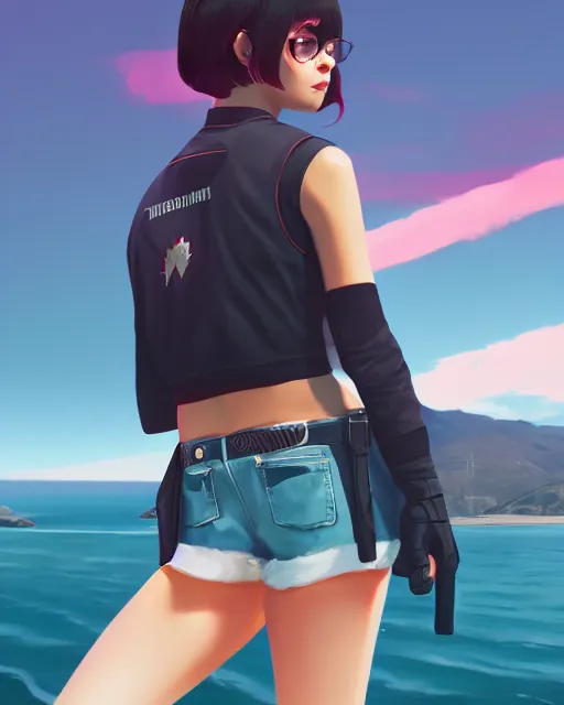 Prompt: tumblr girl, unreal engine, in GTA V, ilya kuvshinov, rossdraws, radiant light, rhads, artstation