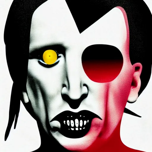 Prompt: graphic illustration, creative design, marilyn manson, biopunk, francis bacon, highly detailed, hunter s thompson