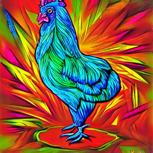 Image similar to prismatic chicken