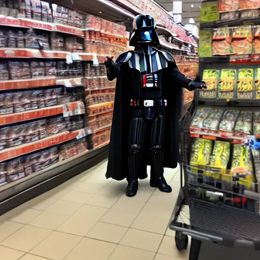 Prompt: Darth Vader shopping for groceries