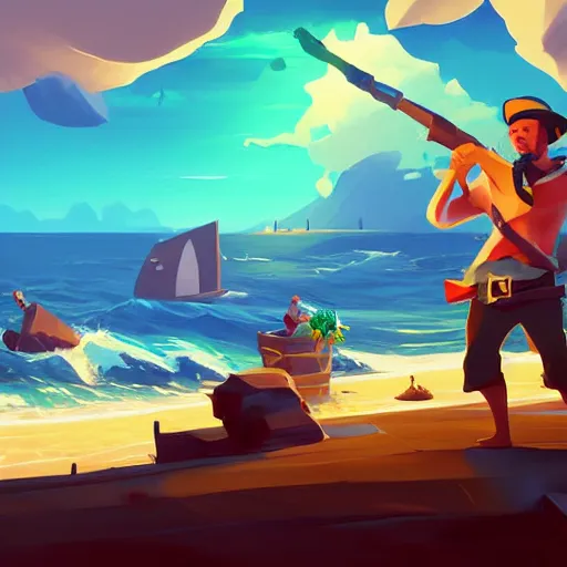 Image similar to painting treasure on sea of thieves game smooth median photoshop filter cutout vector, behance hd by jesper ejsing, by rhads, makoto shinkai and lois van baarle, ilya kuvshinov, rossdraws global illumination