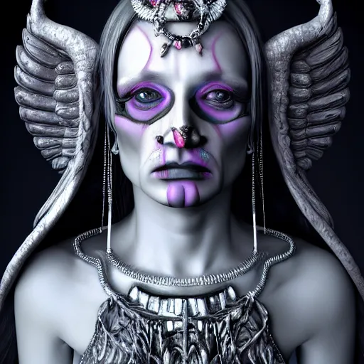 Image similar to cinestill 5 0 d candid photographic portrait, goddess of death, by anne stokes, photorealism, 8 k, rendered in blender, cgi, hyperdetailed