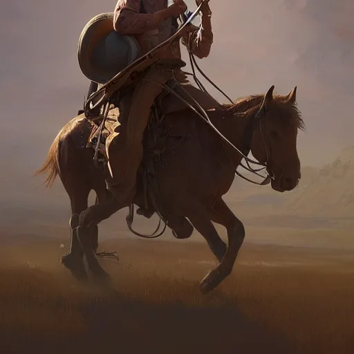 Image similar to cowboy in the old west, sharp focus, intricate, elegant, digital painting, artstation, matte, highly detailed, concept art, illustration, volumetric lighting, art by greg olsen and liz lemon swindle