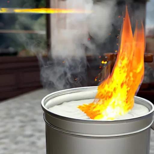 Image similar to a jar of mayonnaise on fire, unreal engine