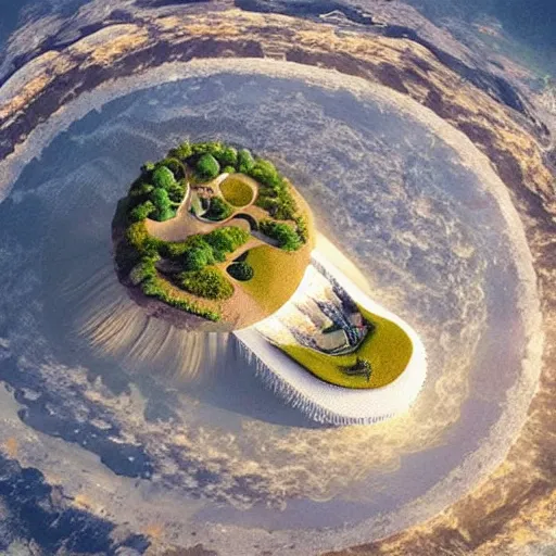 Image similar to “floating island in the space, with a waterfalls, 4k image, award winning”