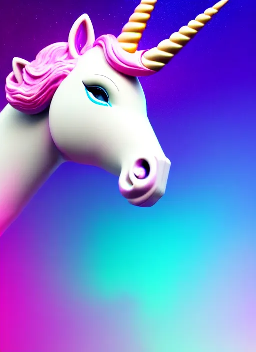 Image similar to unicorn wearing big vr headset, vr headset in techno background, soft gradient texture, realistic 3 d render, high lights, 4 k, high detailed photography, 5 0 mm lens, rich vivid colors, smooth gradients, depth of field, cinematic, hyper realism, high detail, octane render, unreal engine, 8 k