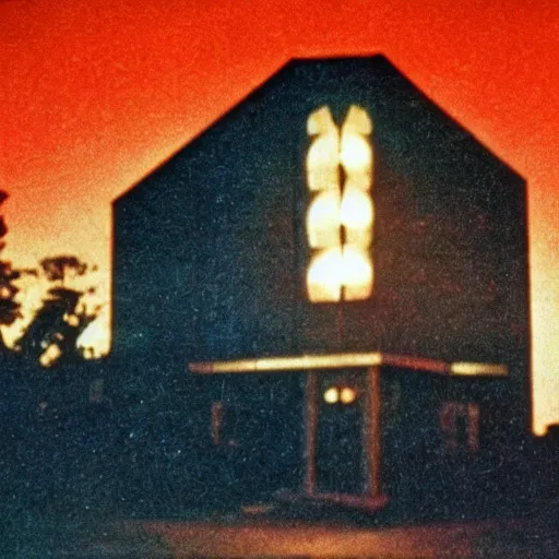 Image similar to vintage photo of Motel Hell 16mm, dramatic lighting