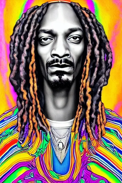 Prompt: snoop dog highly detailed psychedelic portrait art , symmetrical