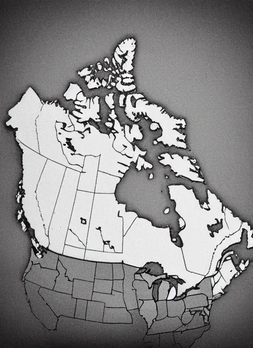 Image similar to professional fine detailed photo of a canada map, iphone photo, instagram, black and white - - cfg _ scale 7