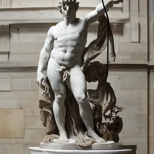 Image similar to marble statue Hephaestus at the Forge by Guillaume Coustou the Younger (at Louvre)