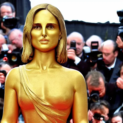 Image similar to golden sculpture of natalie portman