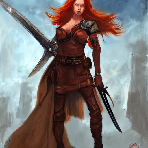 Image similar to female redhead templar, by jon foster