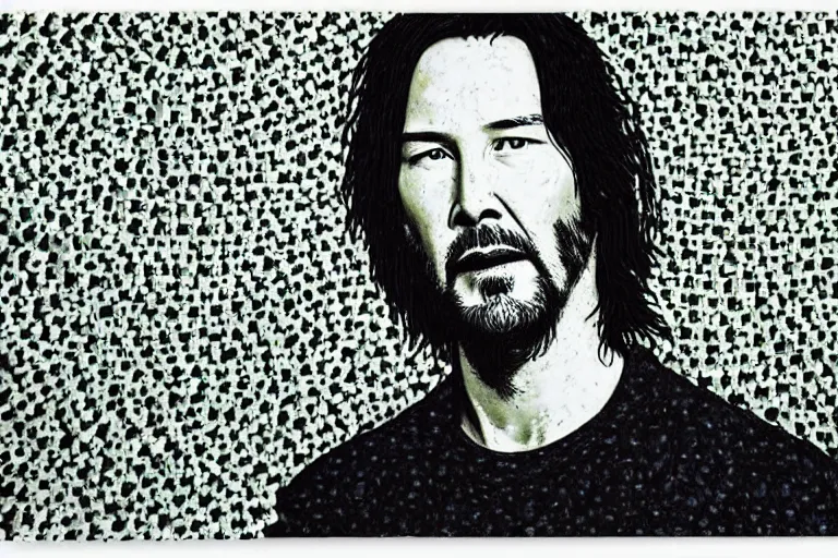 Prompt: Keanu Reeves by Rachel Newling