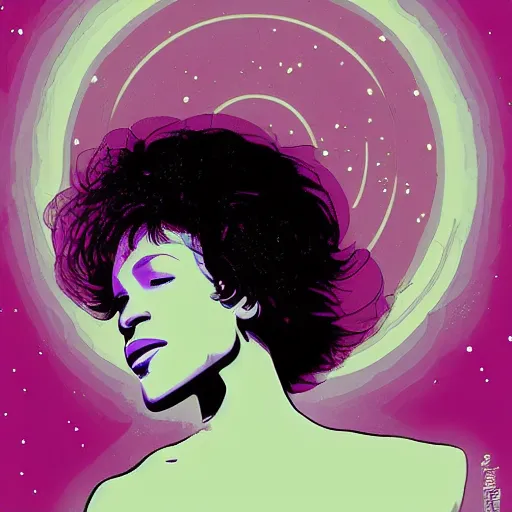 Image similar to whitney houston retro minimalist portrait! moebius starwatcher comic by jean giraud, portrait 8 k