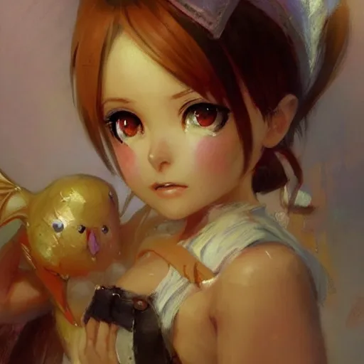 Image similar to cute anime girl portraits, chibi art, anime, painting by gaston bussiere, craig mullins, j. c. leyendecker