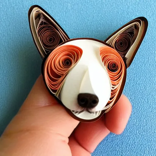 Prompt: corgi puppy, extremely cute, beautiful paper quilling, swirls, spirals