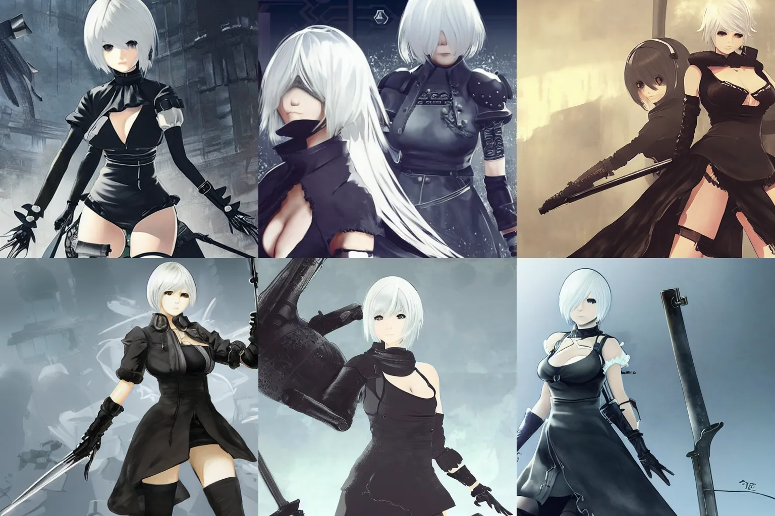 Prompt: nier automata, official character art