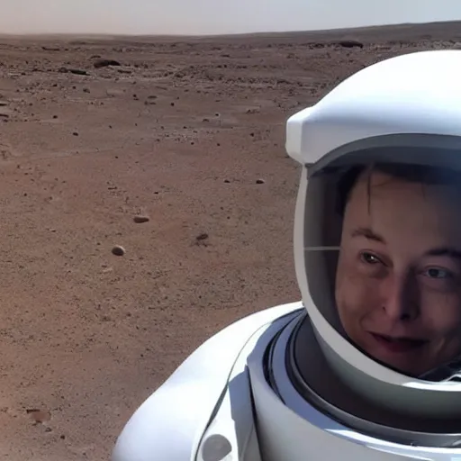 Image similar to Elon musk selfie with futuristic house on mars