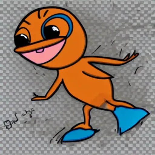 Prompt: baby perry the platypus walking, cute, cartoon