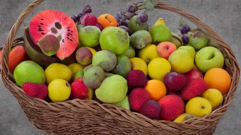 Image similar to a basket of fruites aperture f / 1 4