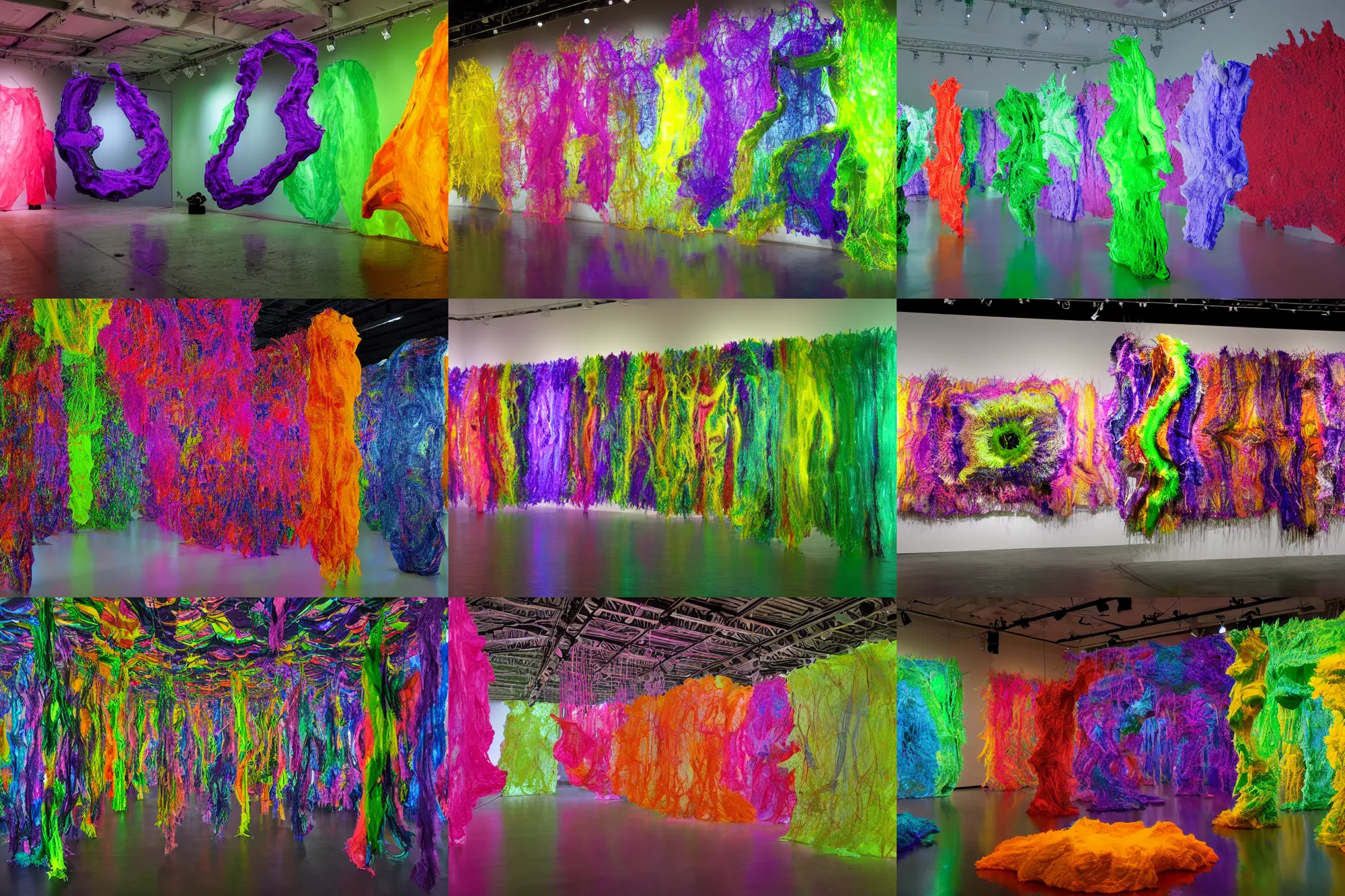 Prompt: Inner experience of the acid horizon, 4K, 8K stunning artwork, haunting, non psychedelic installation by Lynda Benglis