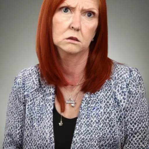 Prompt: photo of karen disapproving of you