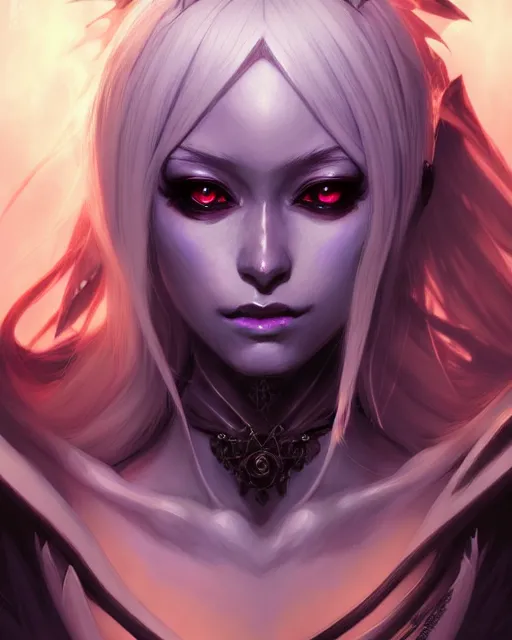 Image similar to portrait of an anime female drow necromancer, hd, illustration, epic, d & d, fantasy, intricate, elegant, highly detailed, digital painting, artstation, concept art, smooth, sharp focus, illustration, art by artgerm and greg rutkowski and alphonse mucha, monster hunter illustrations art book